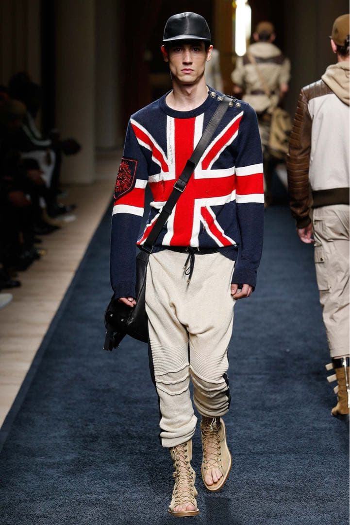 トップス Balmain 16ss UNION JACK sweater Balmain Black/Beige Knit Rip Detail Union Jack Sweater XS Balmain