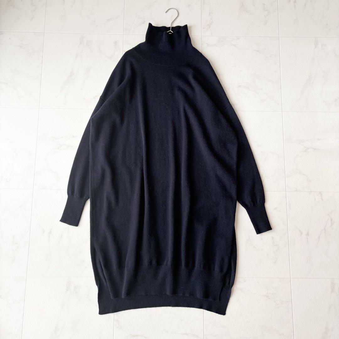 美品✨《DEMYLEE》カシミヤ100% ハイネックワンピース　チュニック　紺