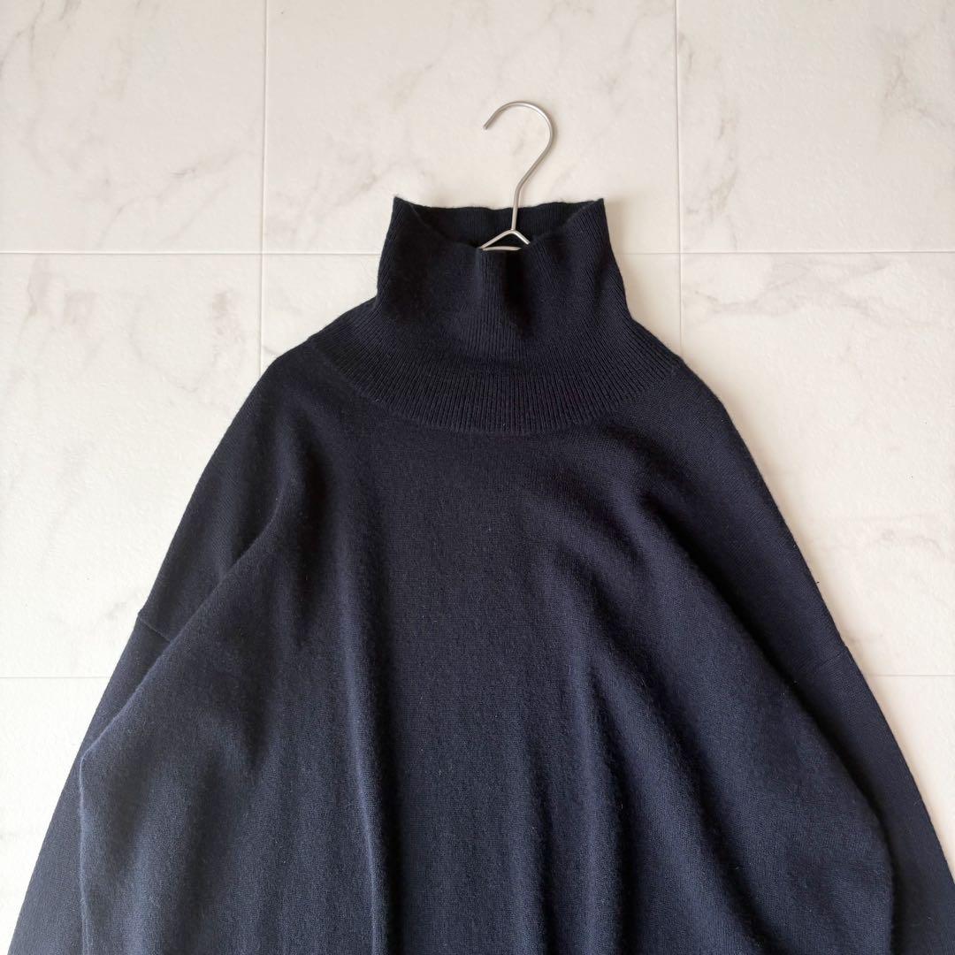 美品✨《DEMYLEE》カシミヤ100% ハイネックワンピース　チュニック　紺