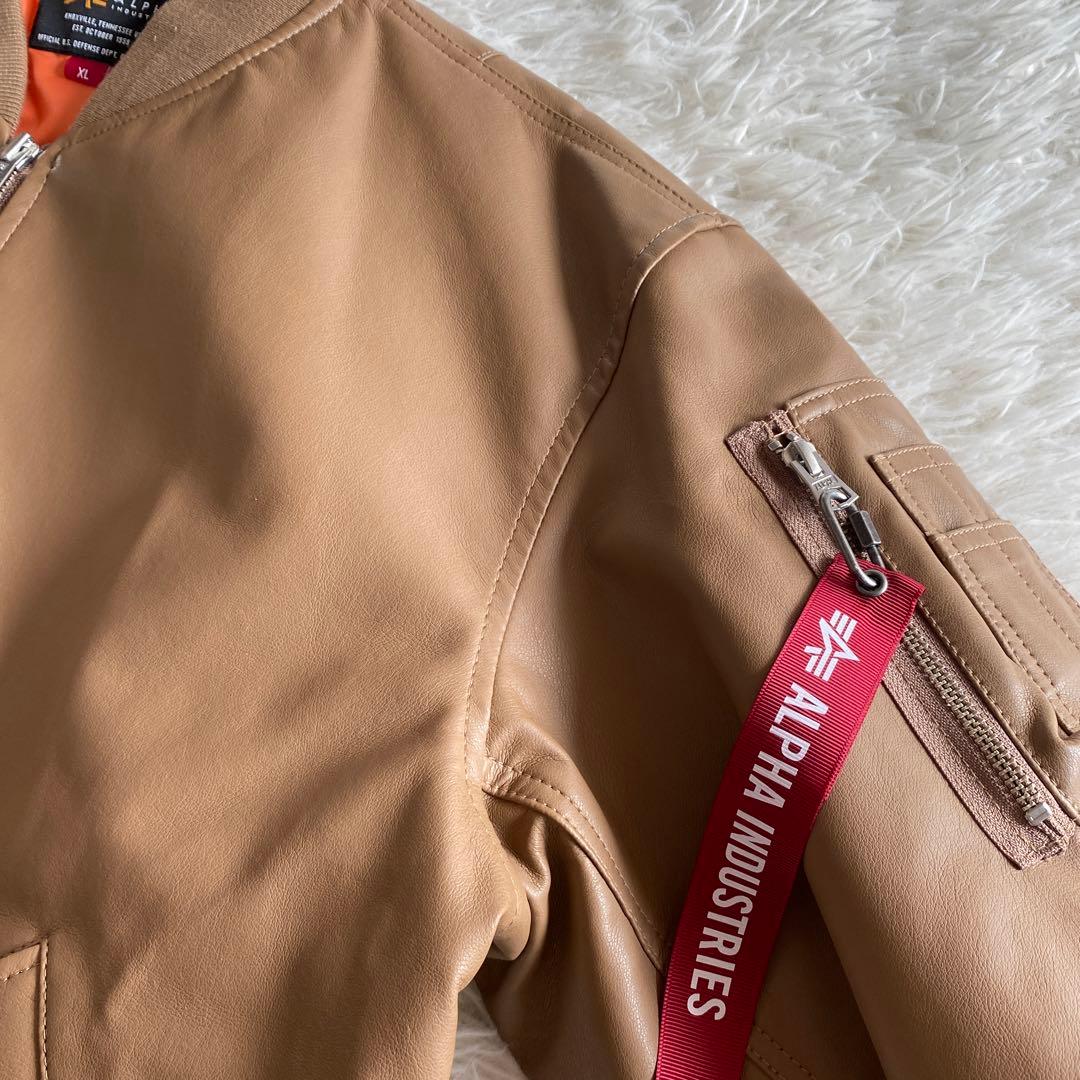 XL ALPHA INDUSTRIES フェイクレザー MA-1 ジャケット - メルカリ