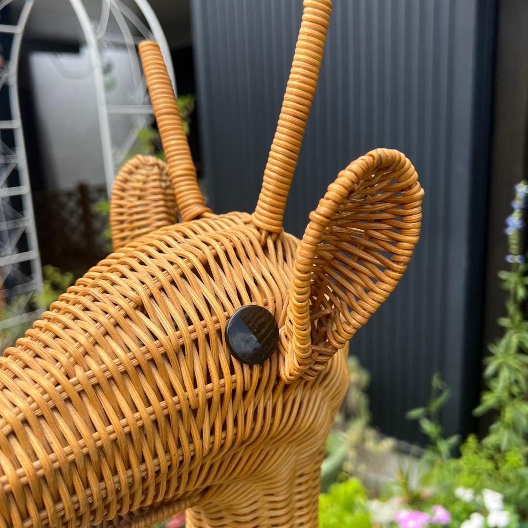 キリン ラタン家具 花台 鉢置き 籐家具 オブジェ アンティーク 希少