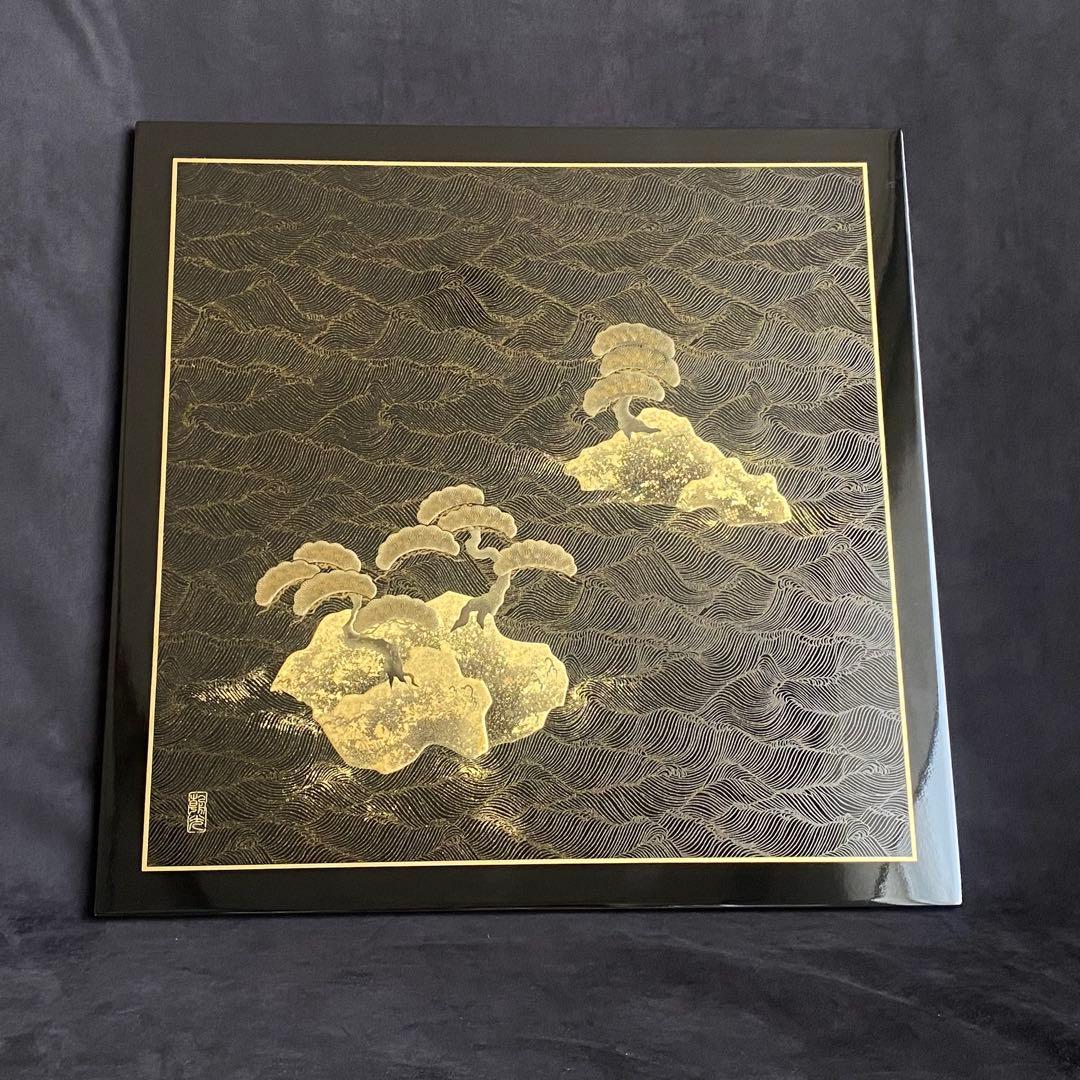 【美品】アートパネル　漆器　金蒔絵　掛け軸　小さな掛け軸　パネル　漆アート　松島 パネル 金富士 漆額 アートパネル インテリア 12-14204 漆器の井助