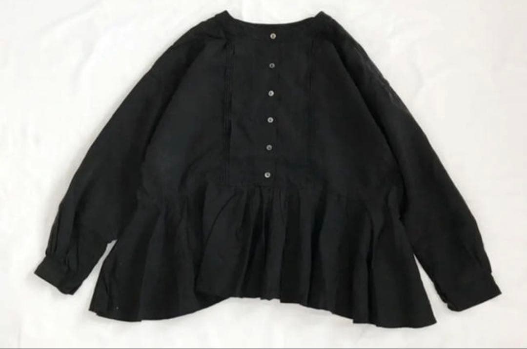 nest Robeリネンミルフィーユタックブラウス リネン 100% ブラック nest Robeリネンミルフィーユタックブラウス リネン 100% ブラック