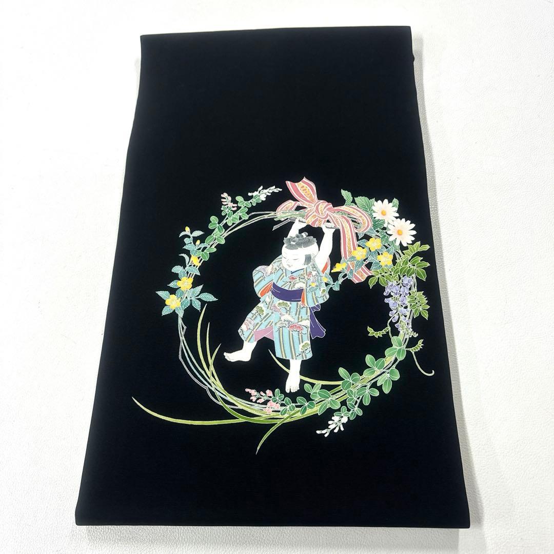 専用帯6080 ●高級 正絹 塩瀬 落款 作家物 名古屋仕立て 名古屋帯 塩瀬 名古屋帯 帯 九寸 正絹 仕立て上がり ＜ 茶色 / 野牡丹 ＞ 日本製