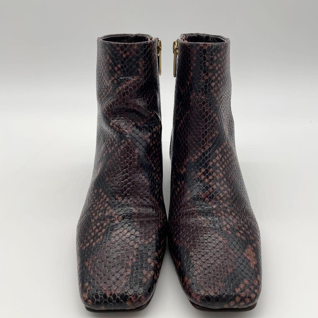 極美品】卑弥呼 ショートブーツ パイソン柄 茶 レザー 22cm サイド