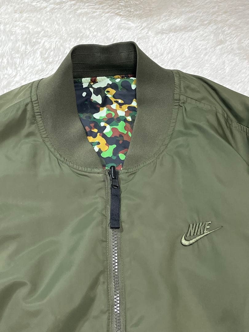 NIKE ナイキ リバーシブルMA-1ボンバージャケット 迷彩 オリーブ L