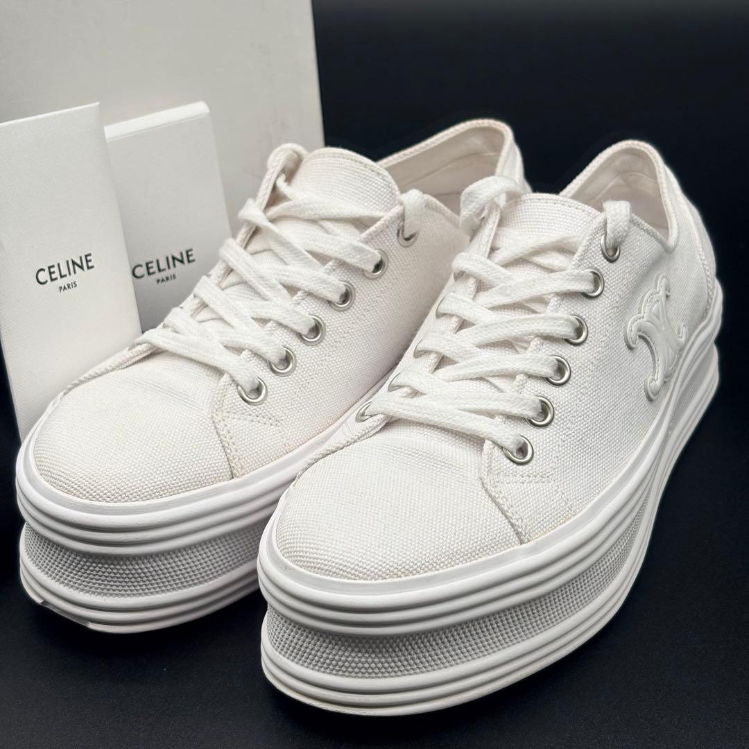 【美品】CELINE ジェーン トリオンフ　レースアップ 厚底　スニーカー CELINE（セリーヌ） 【新品同様】セリーヌ トリオンフ ジェーン