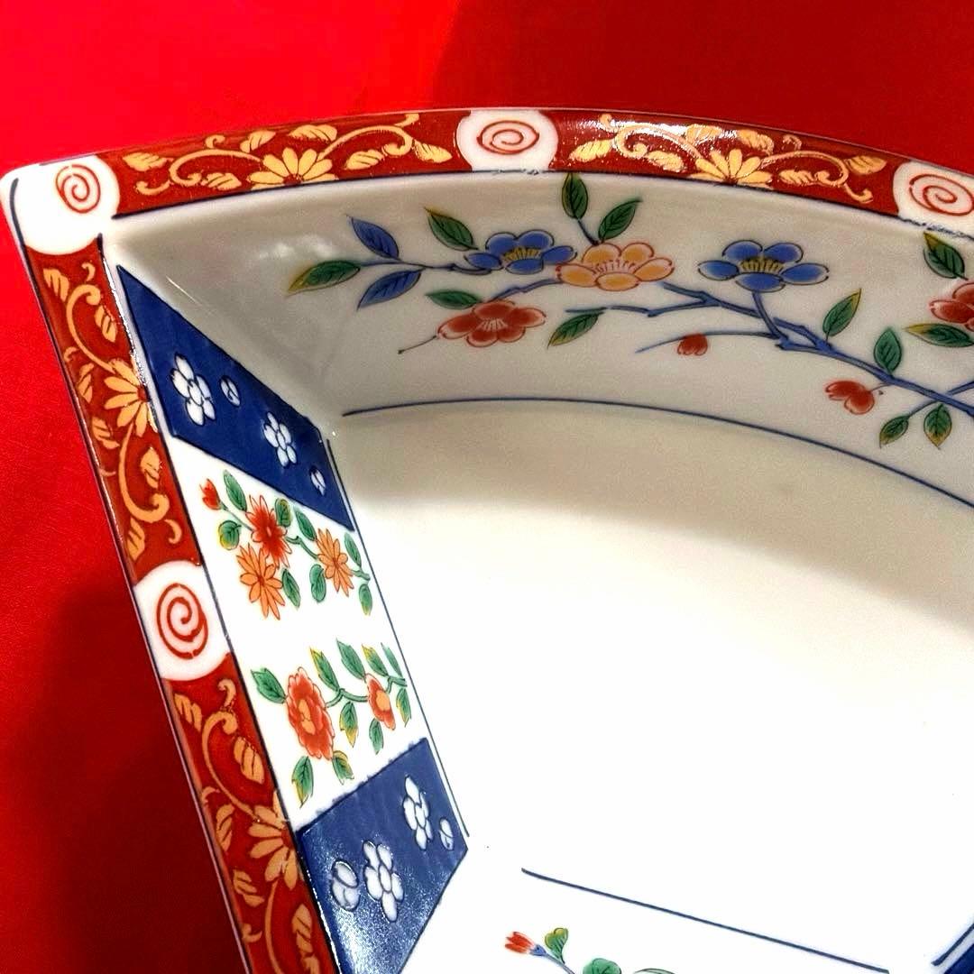 蘭子❀.*・゜ たち吉赤絵金彩角皿　庫山窯羽子板皿　No.4-24