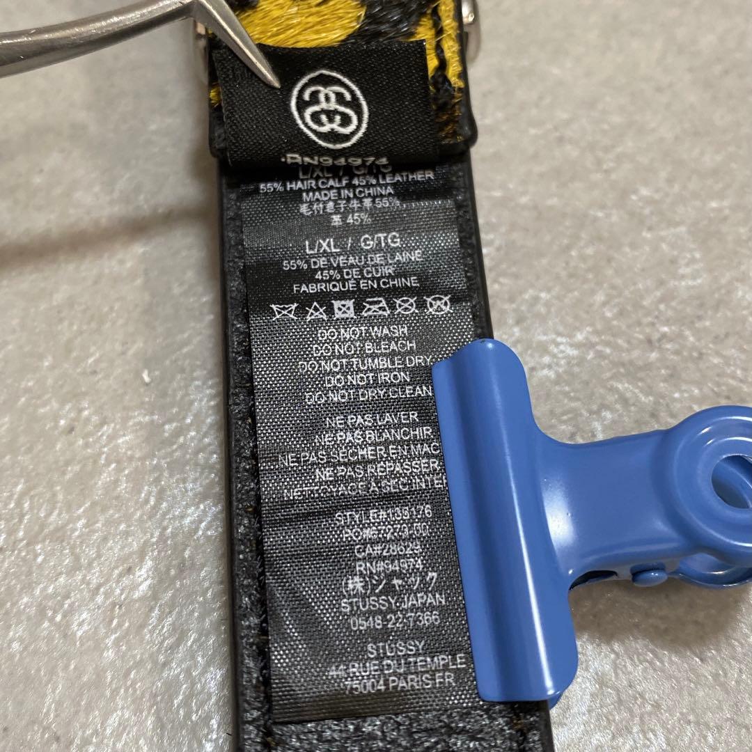 ステューシー STUSSY レオパード レザーベルト ヒョウ柄 本革 イエロー