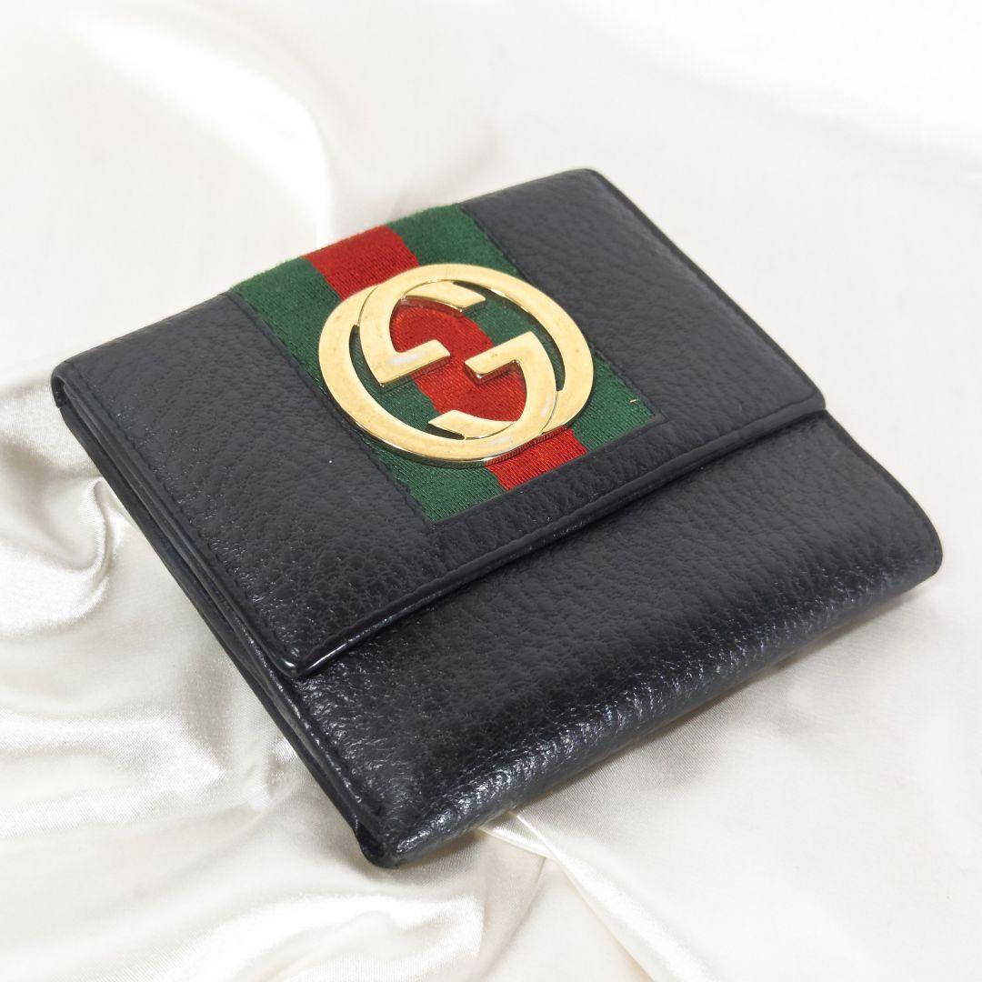 美品】 GUCCI 折り財布 インターロッキング シェリーライン コンパク
