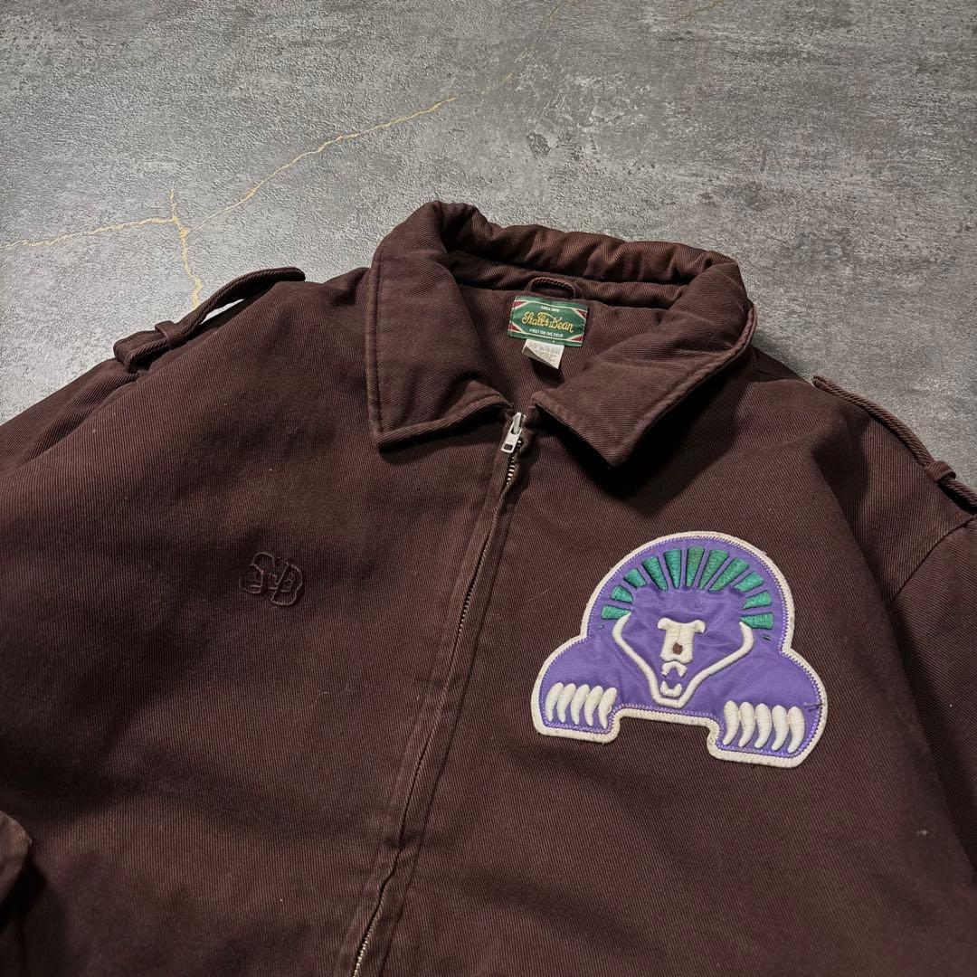 古着ダックジャケットボンバージャケット茶ブラウン刺繍ワッペン90s
