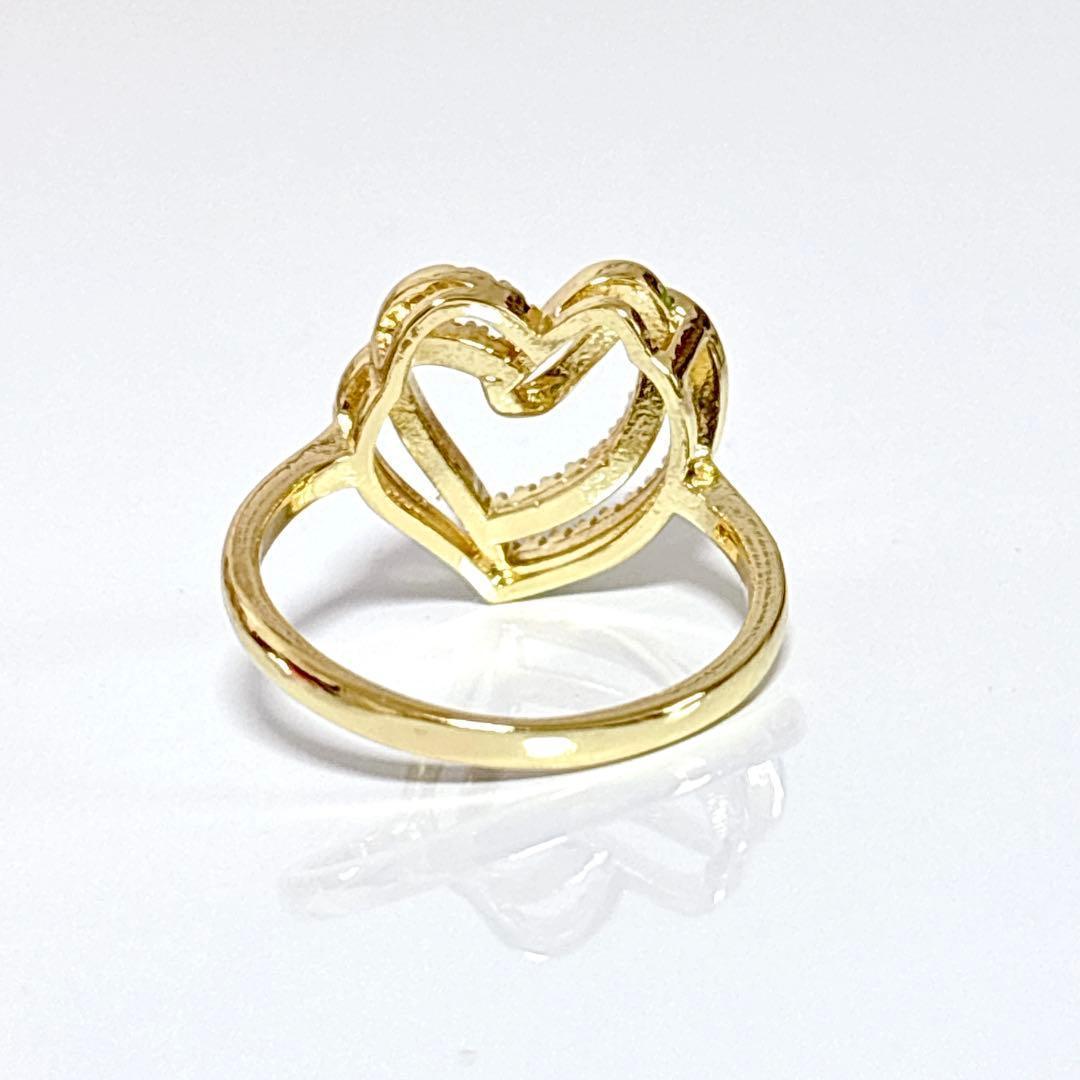 リング 16号 指輪 ハートリング ダブルハート キュート 豪華リング