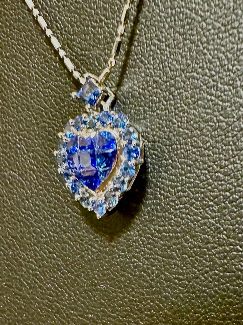 GSTV k18サファイアミステリーセッティングハートペンダントトップ新品