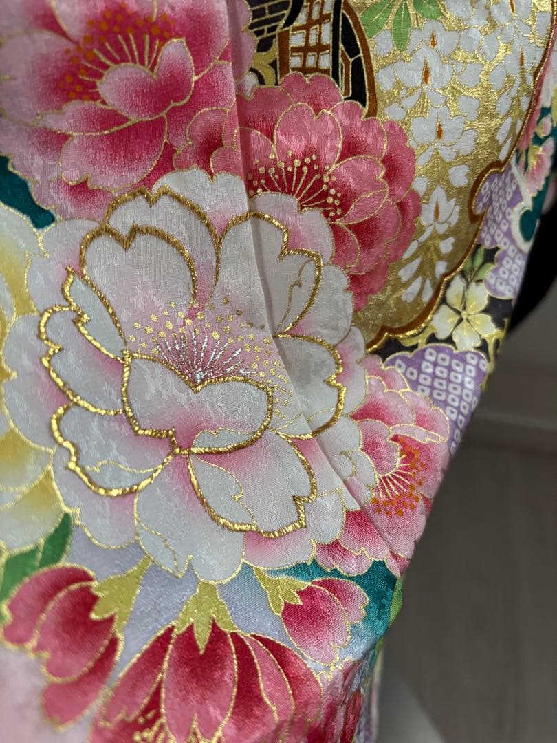 新品 正絹振袖フルセット 緑色 牡丹 桜 成人式 グラデーション - メルカリ