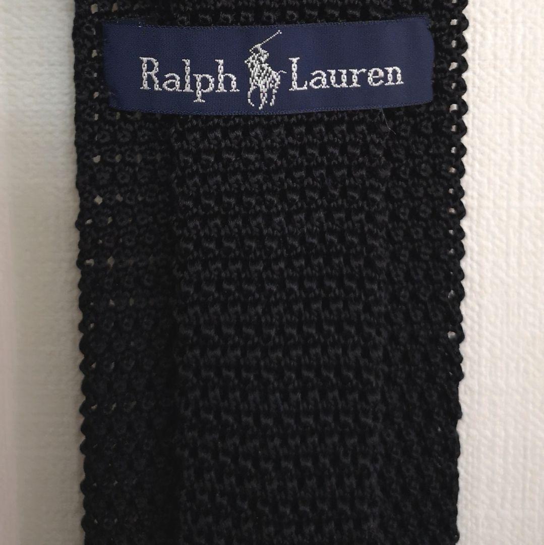 ポロラルフローレン 黒ニット ナロータイ ヴィンテージ イタリー製