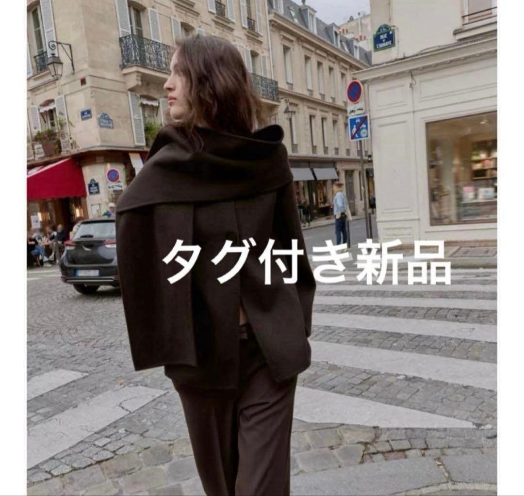 正規品] ZARA ザラ ウールショートスカーフコート M ブラウン - メルカリ