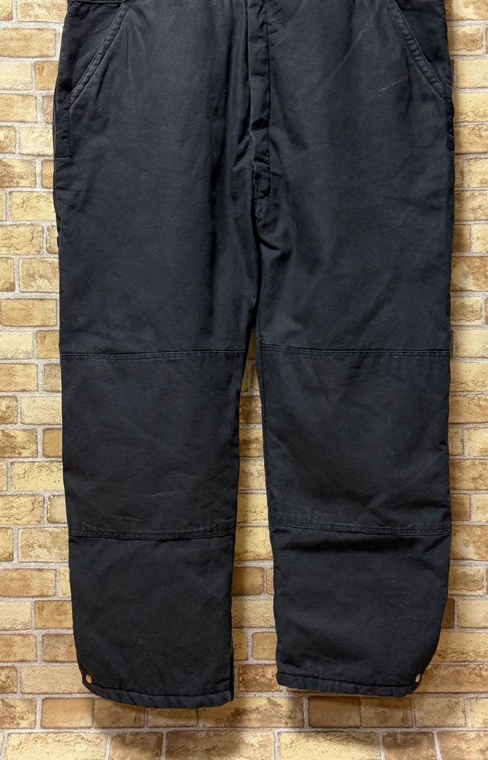 ディッキーズ ダック地 オーバーオール 中綿 ダブルニー 黒 ブラック