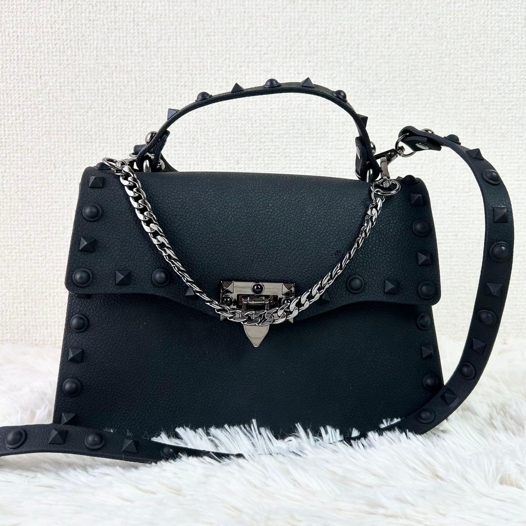 Y2K ロックスタッズ風 2WAYショルダーバッグ ブラック グランジ パンク