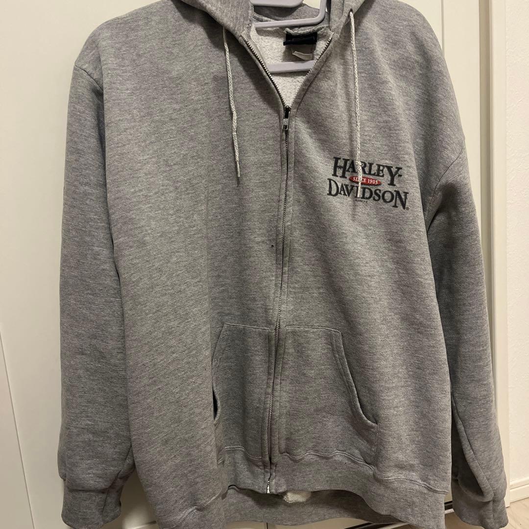 Harley davidson グレー ジップアップパーカー - メルカリ