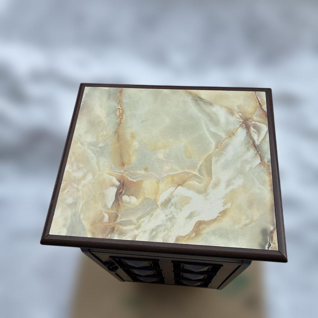 レトロ】ヒカリ工芸 電話台 テレフォンスタンド 大理石調天板