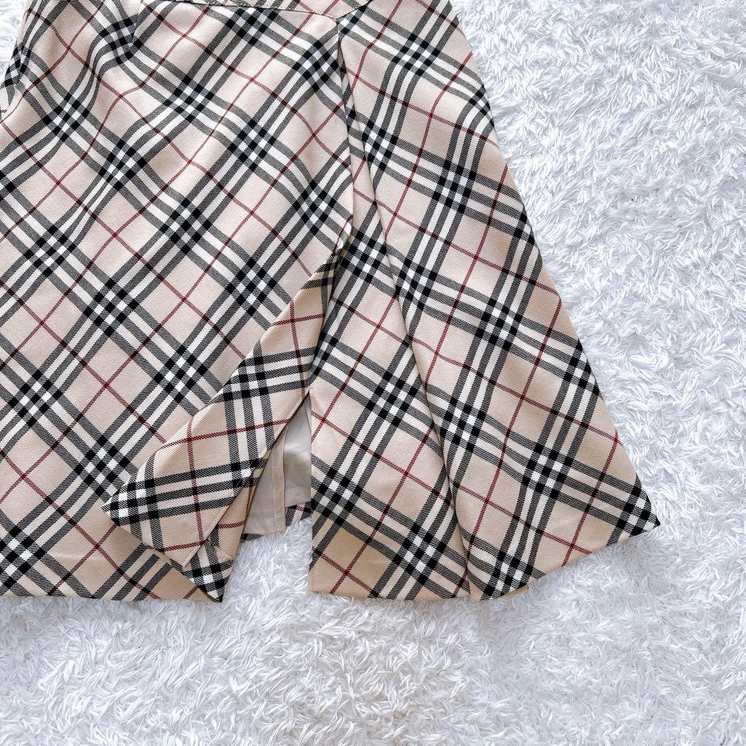 バーバリー ブルーレーベル ノバチェック フレア スカート スリット 38