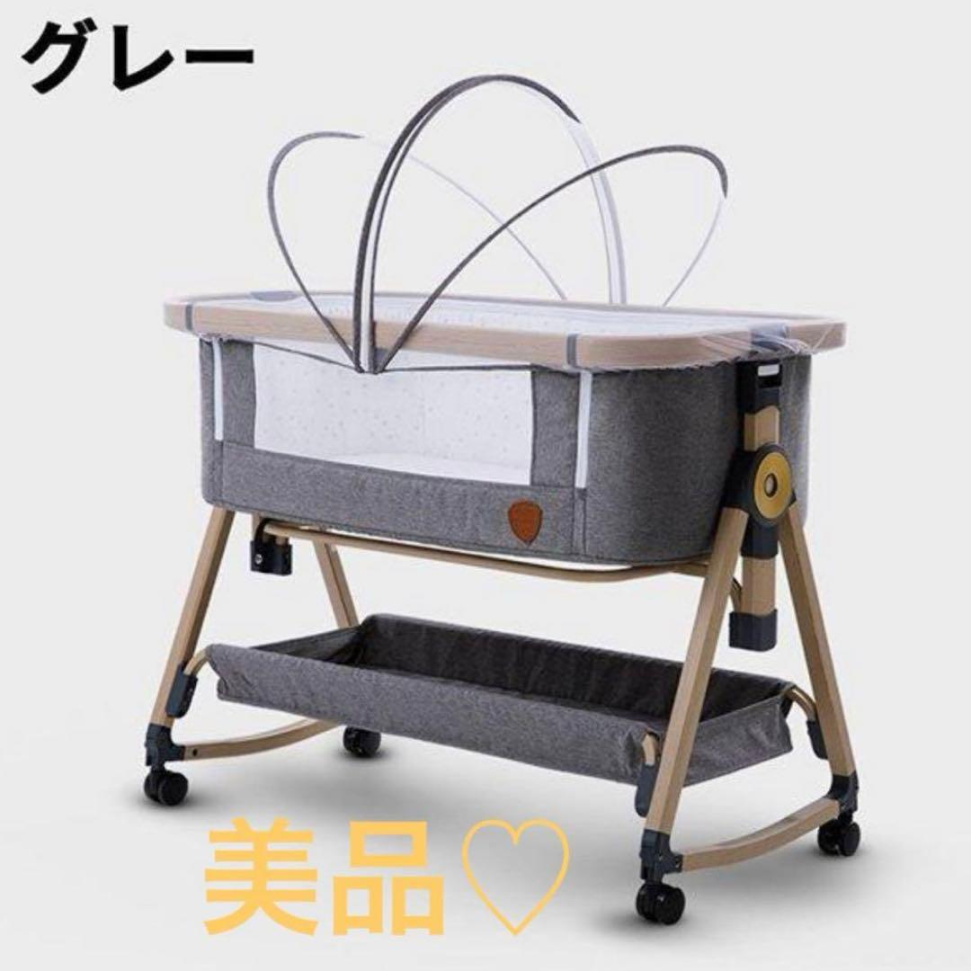 【ちょこ】グレー ベビーベッド 6段階高さ調整 楽天市場】ベビーベッド 添い寝 乳児用ベッド 新生児ベッド 高さ6段