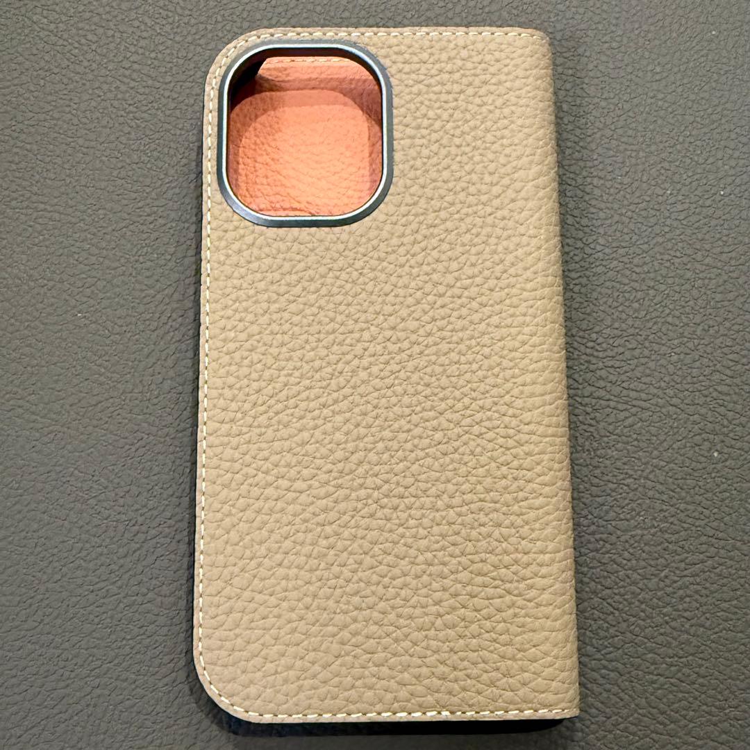 ボナベンチュラ/BONAVENTURA iPhone16 グレージュxコーラル iPhone 16) バックカバーケース シュリンクレザー