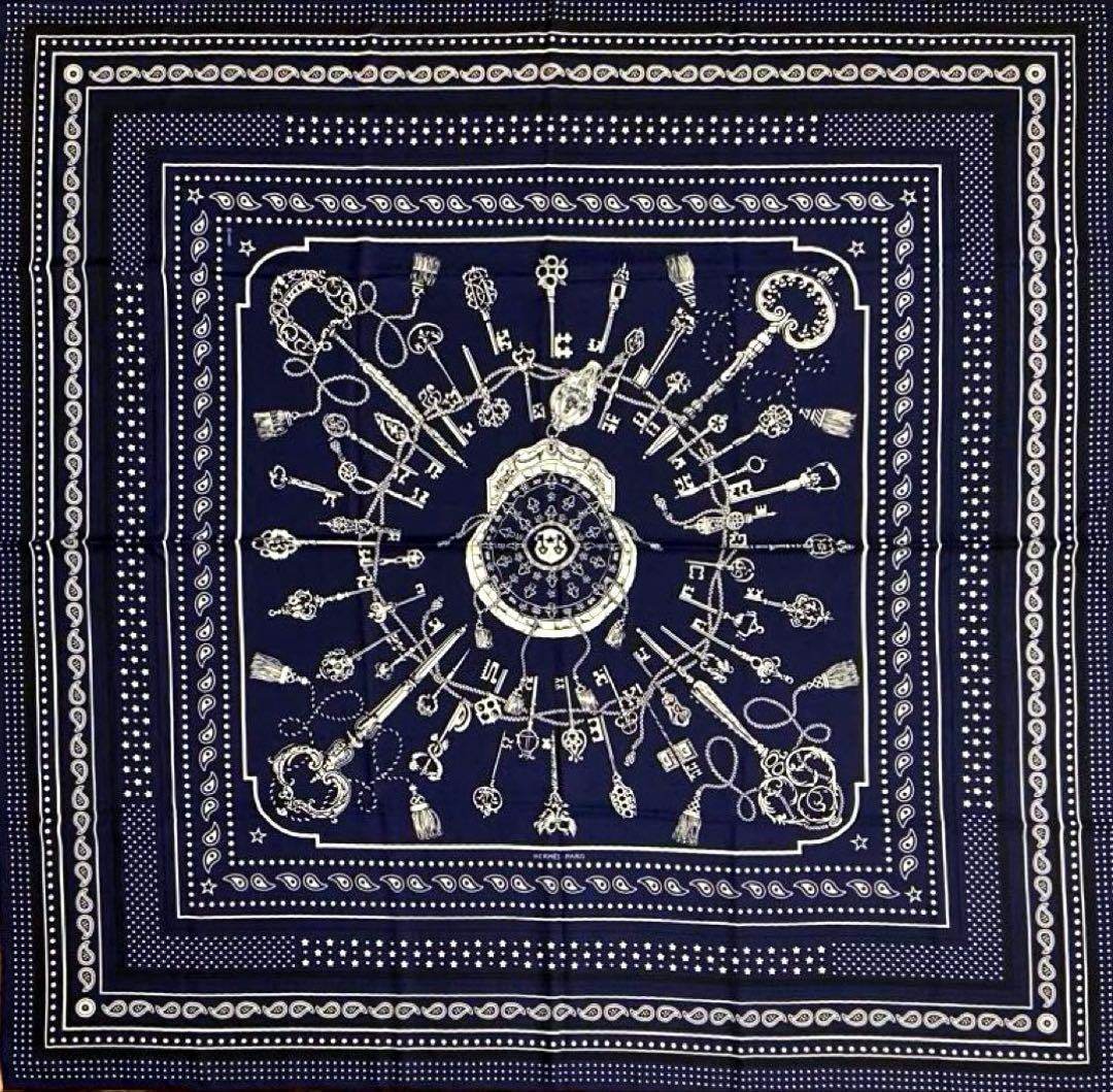 極希少 美品 エルメス カシシル カレジェアン 140 レクレ・バンダナ 鍵