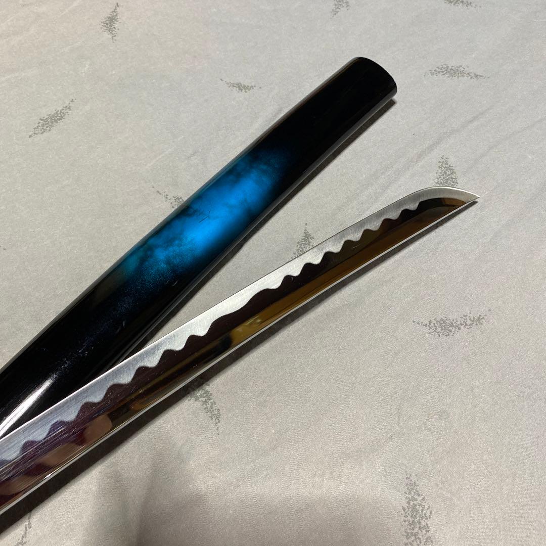 模造刀大刀 青柄 雲龍楕円鍔 青暈し黒呂鞘 - メルカリ