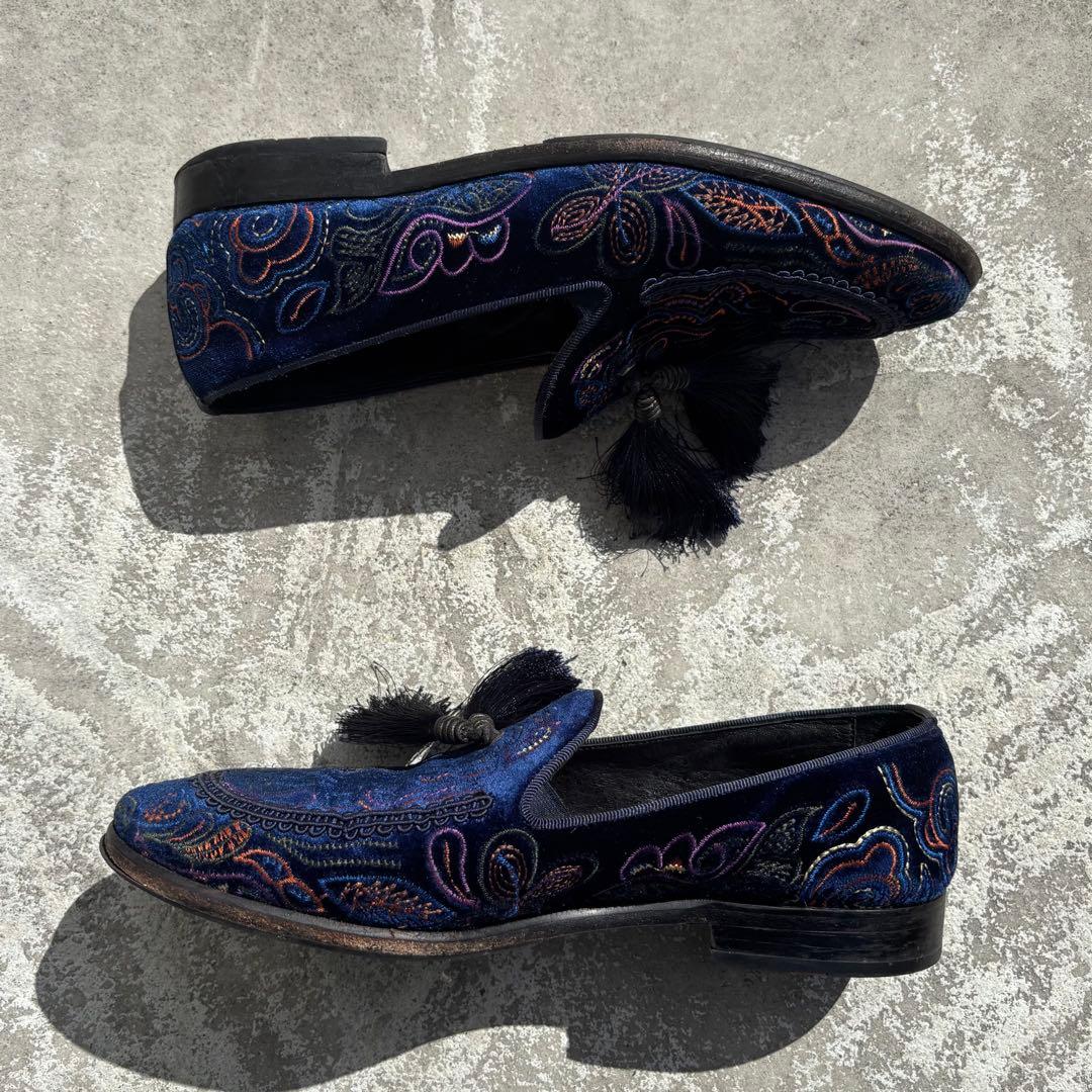 Angelo Ruffo 刺繍タッセルローファー ネイビー | Shop at Mercari