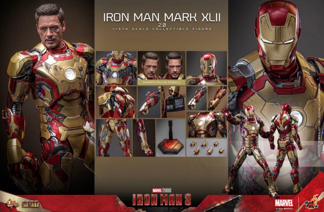 ホットトイズ　アイアンマン・マーク42（2.0版） ムービー・マスターピース DIECAST】『アイアンマン3』1/6スケール