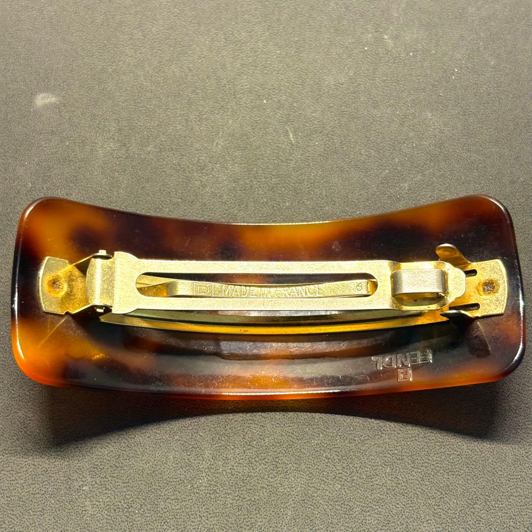 美品✨フェンディ ヘアクリップ バレッタ べっ甲 FFロゴ ヘアピン