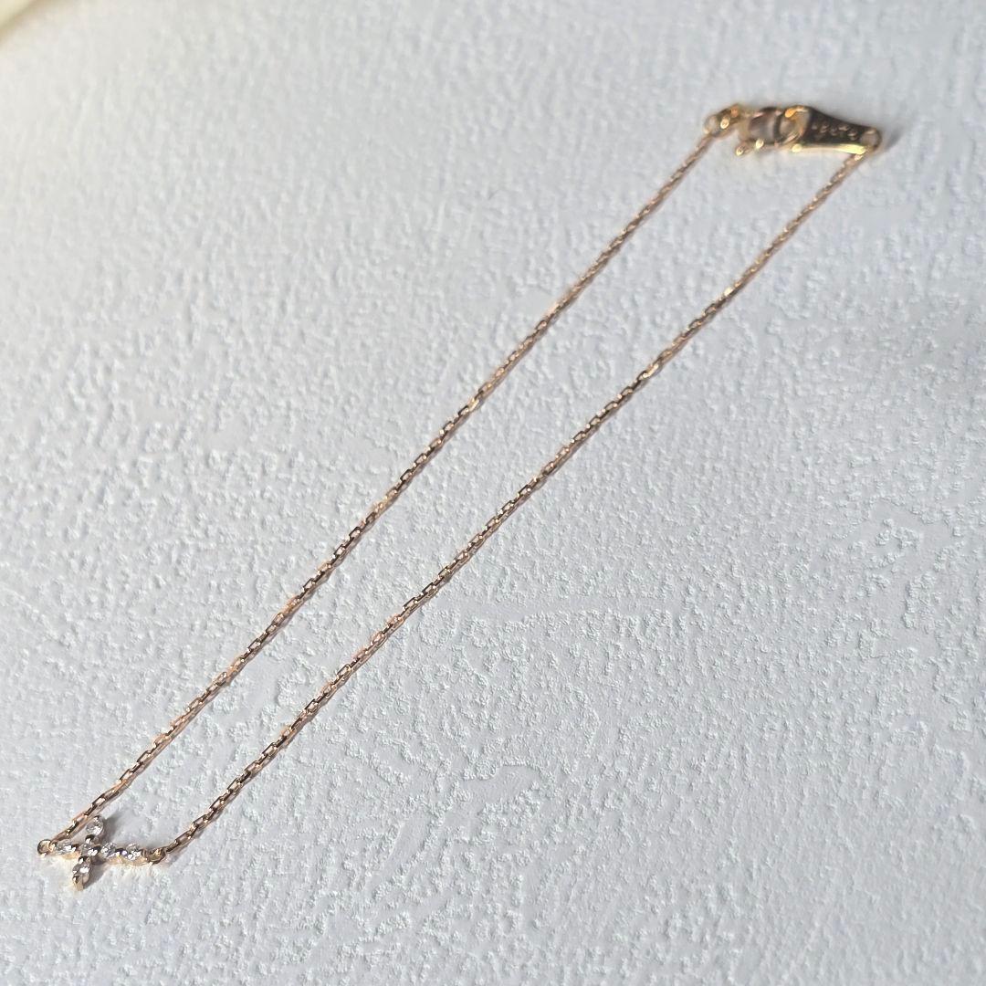 アガット agete クロスブレスレット ダイヤモンド 0.03ct K18