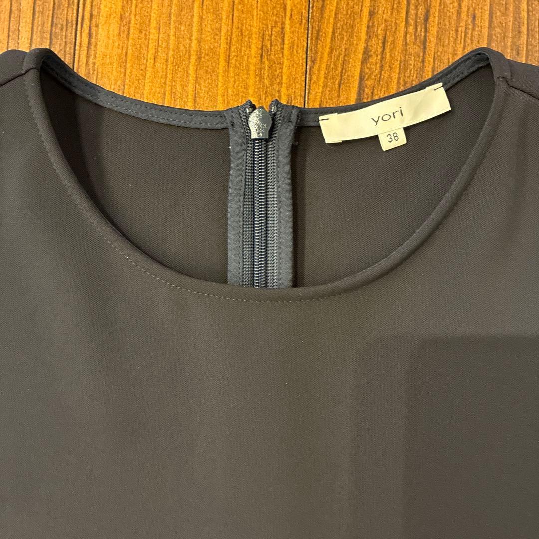 yori ヨリハーフスリーブティアードブラウス ネイビー 半袖 紺 38