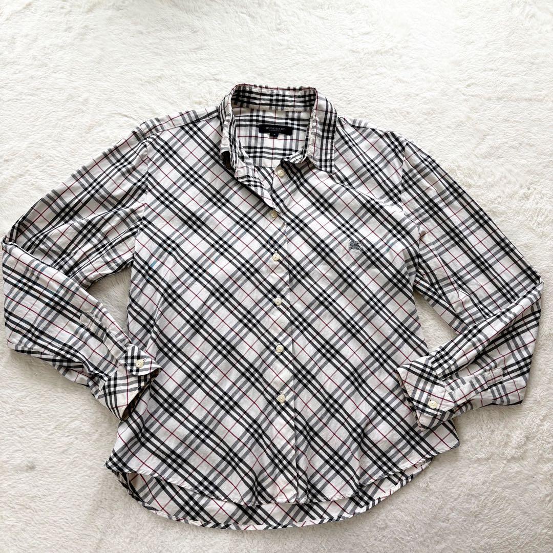 バーバリーロンドン ノバチェック 長袖シャツ ホースマーク L ベージュ