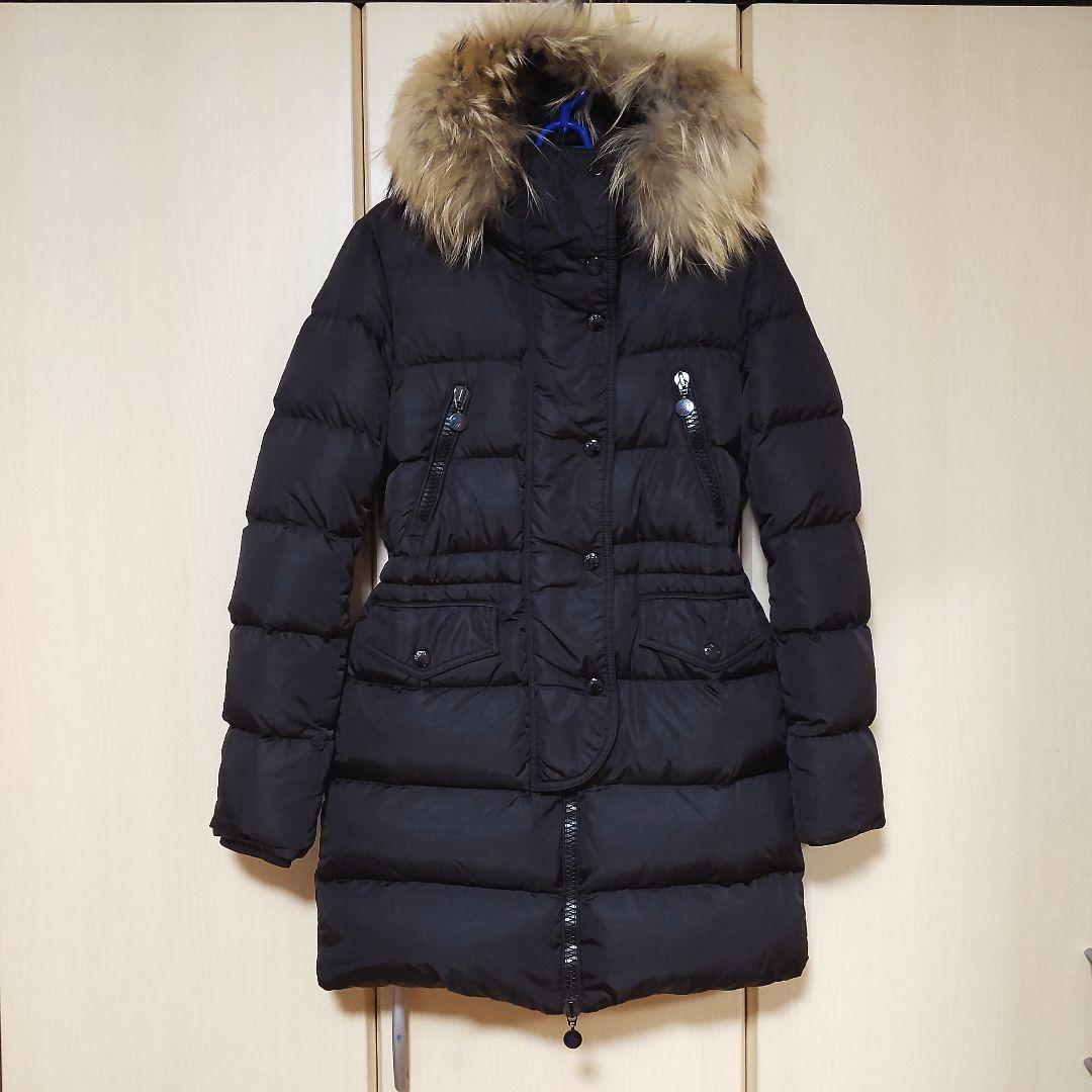 美品 モンクレール フラゴン FRAGON ダウンコート タヌキファー 黒 S