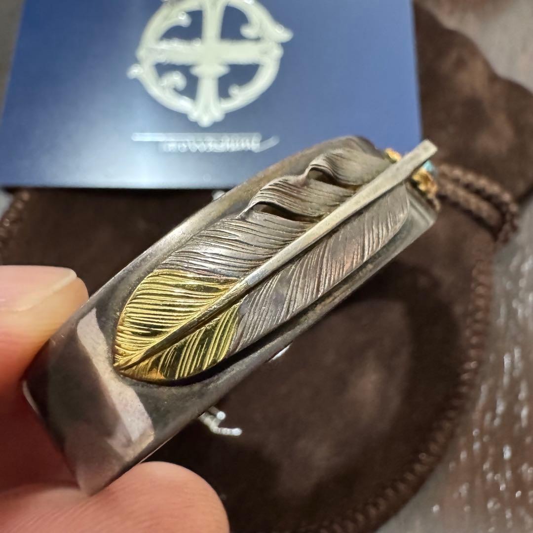 希少 鷲見太郎 ターコイズ 金巻 先金 フェザー K18 SV バングル - メルカリ