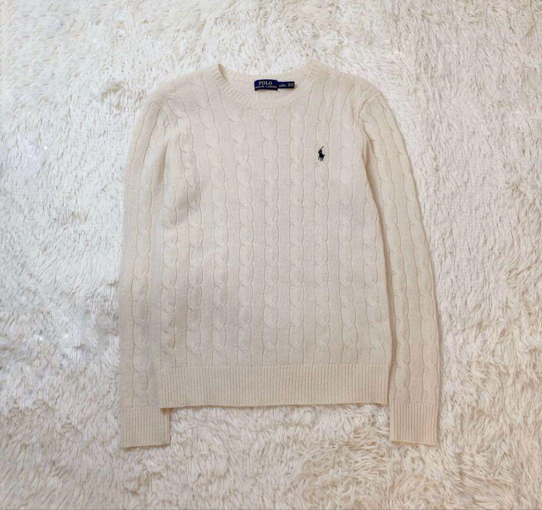 ポロラルフローレン ケーブルニット カシミヤ混 ポニー刺繍 ロゴ