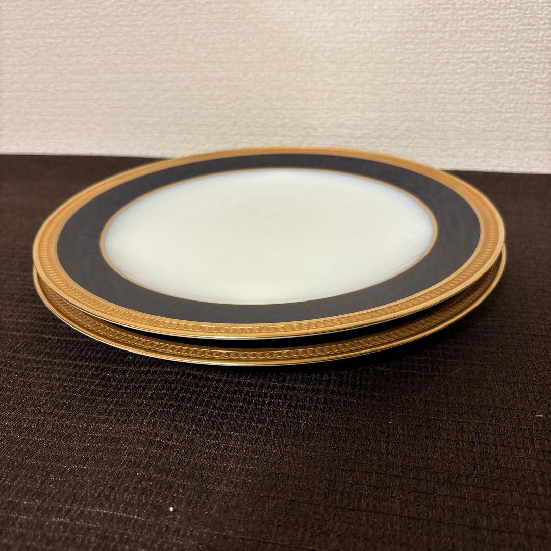 大倉陶園　ロイヤルブルー　瑠璃クラウンエンボス　ディナープレート　25.5cm