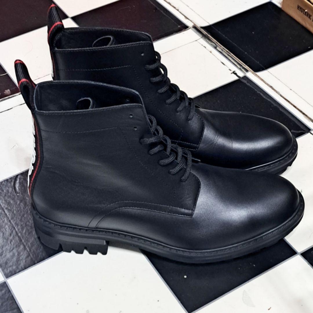 定価17.8万 Dsquared2 バックロゴテープ レースアップ レザーブーツ