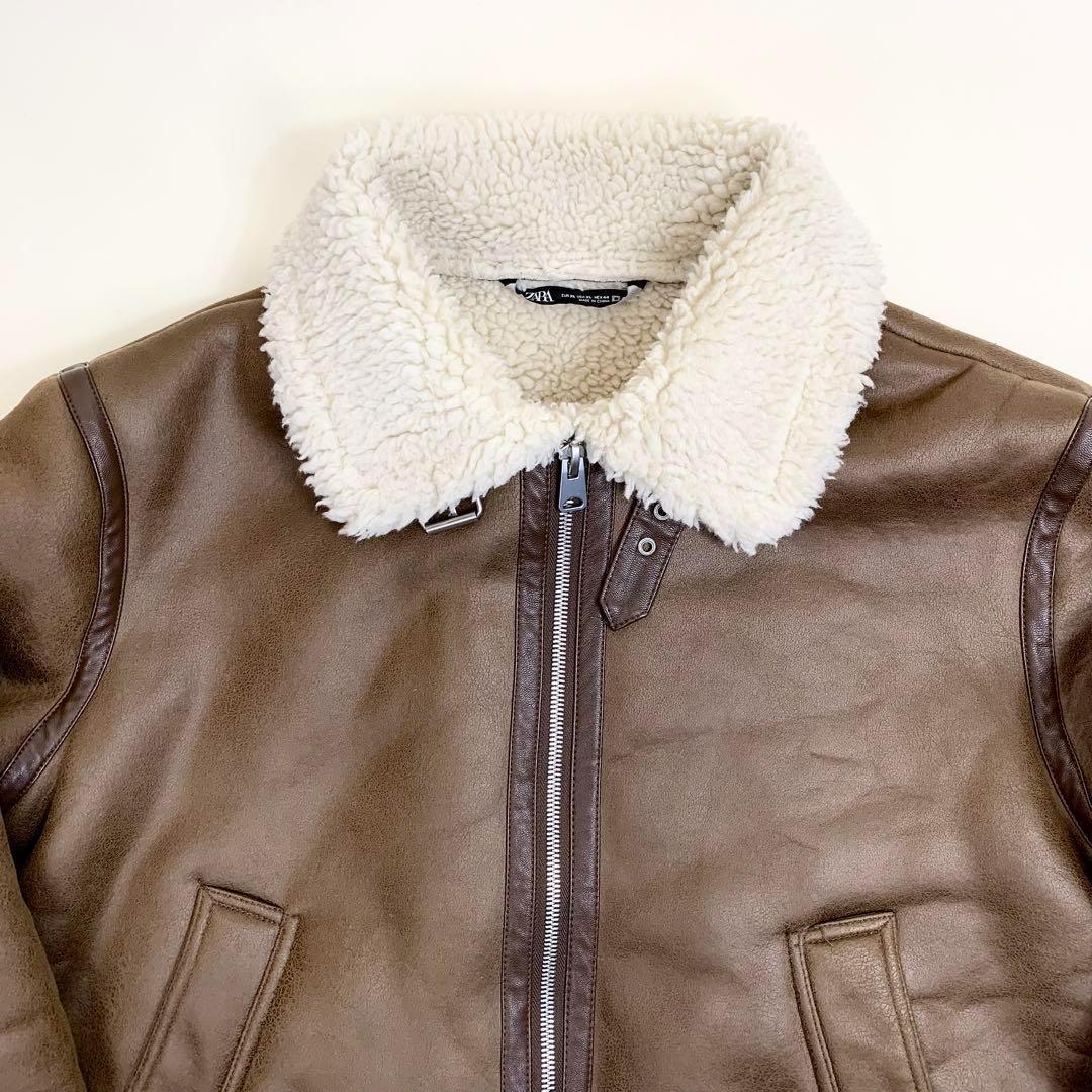 美品】 ZARA B-3 フェイクムートンジャケット ボア XL ブラウン - メルカリ