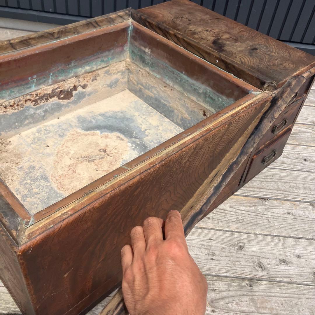 昭和レトロ 木製 長火鉢 4杯 引き出し収納付き 火鉢 囲炉裏 古家具