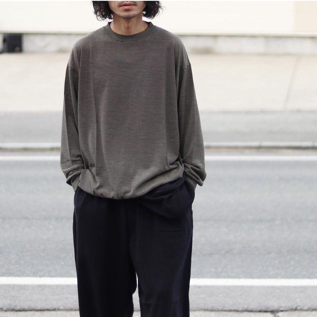 COMOLI コモリ サマーウール長袖クルー border ボーダー サイズ4