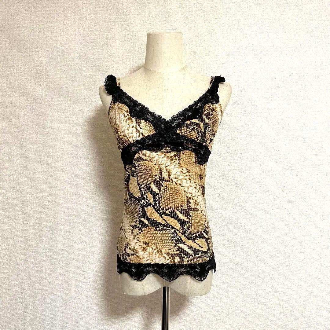 パイソン柄 キャミソール 平成ギャル y2k レース - メルカリ