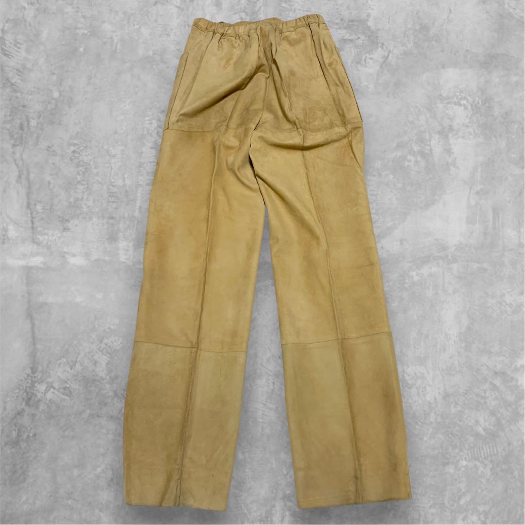 ロエベ LOEWE スエードレザーパンツ ベージュ 羊革 ヴィンテージ 46