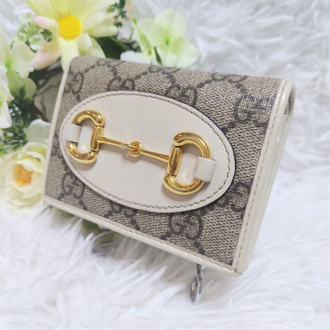 美品✨グッチ◇コンパクト二つ折り財布　ホースビット1955　スプリーム白レザー 楽天市場】グッチ GUCCI 《 ホースビット 1955 》カードケース