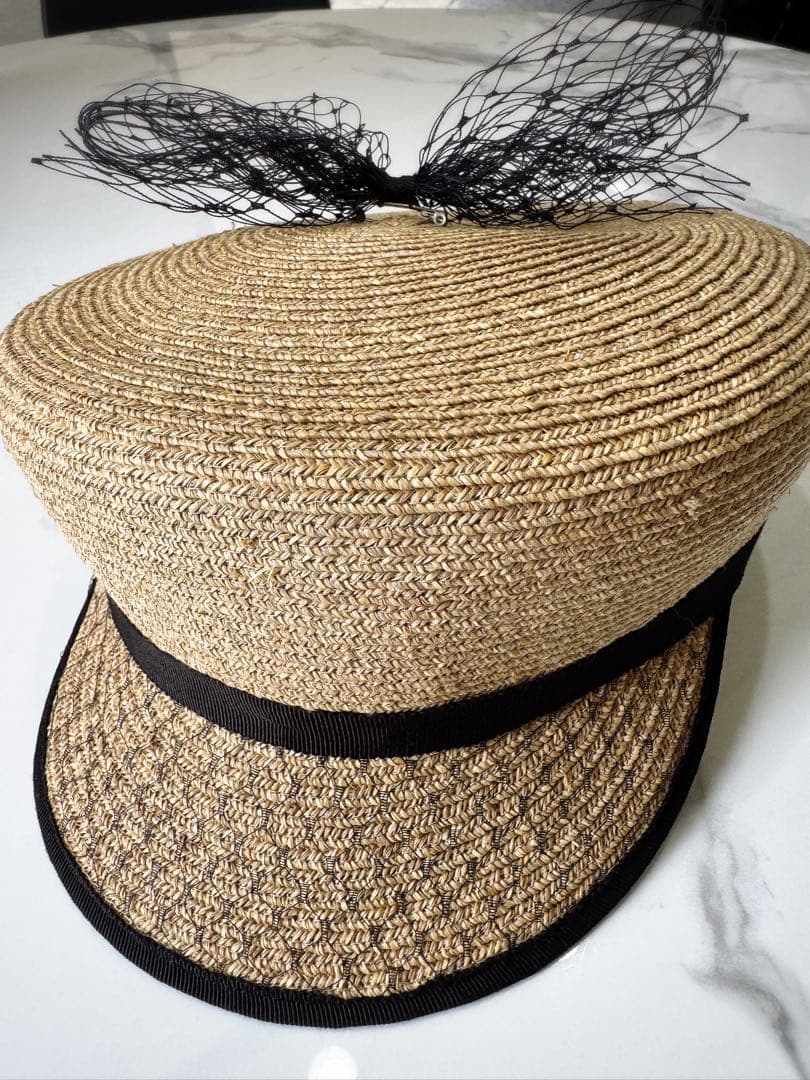 専用です♡ HIAND リボン付きキャスケット ベージュ 麦わら オシャレ 希少