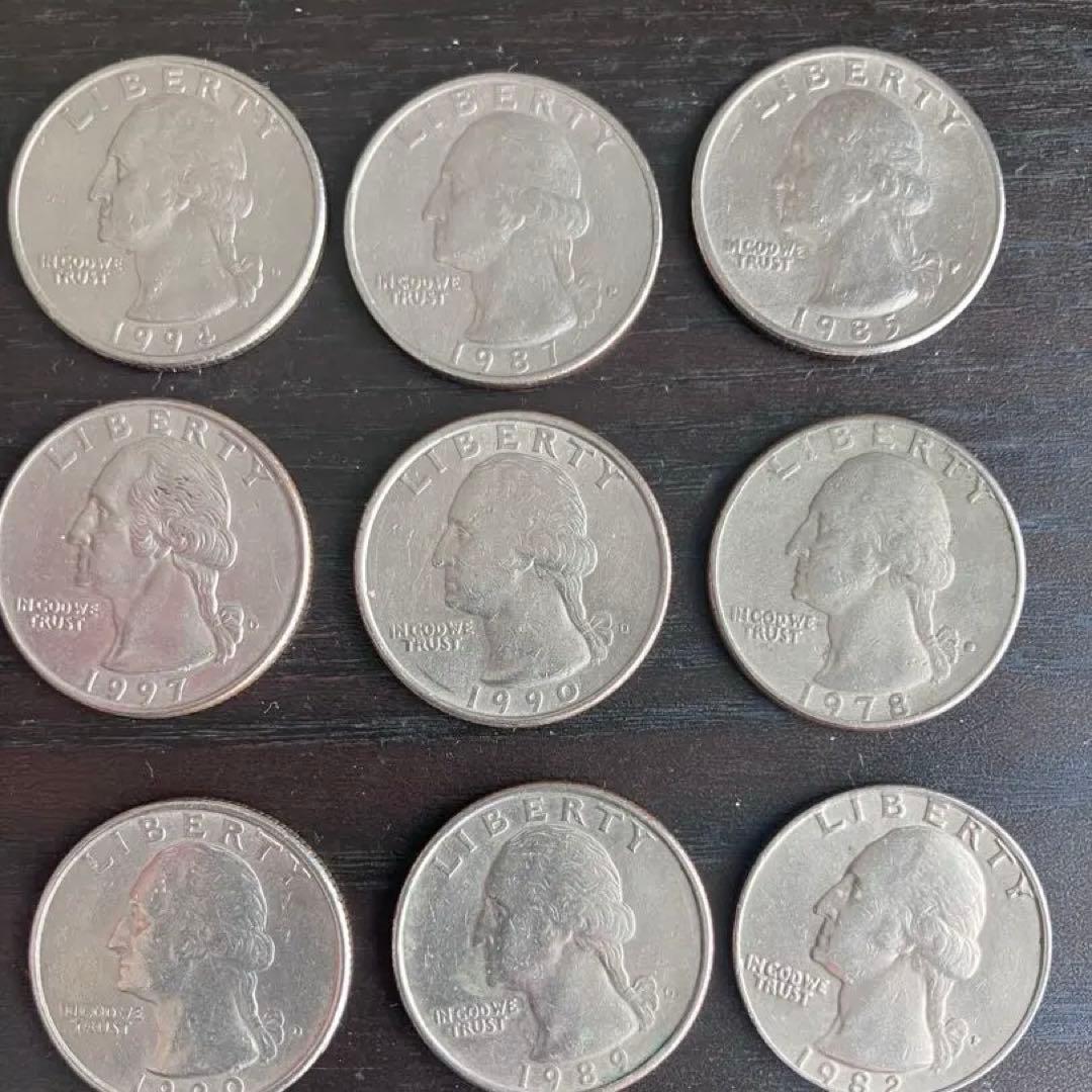 アメリカ25セント】9枚 セット クウォーターダラー イーグル柄 まとめ