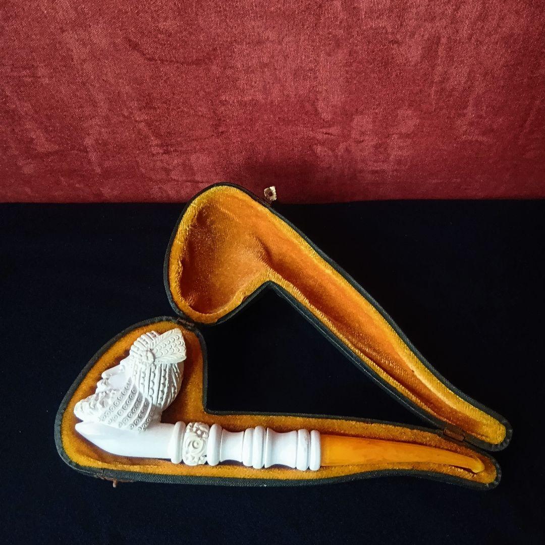 パイプの女王◇メシャムパイプ◇ヴィンテージ◇海泡石◇人面彫り