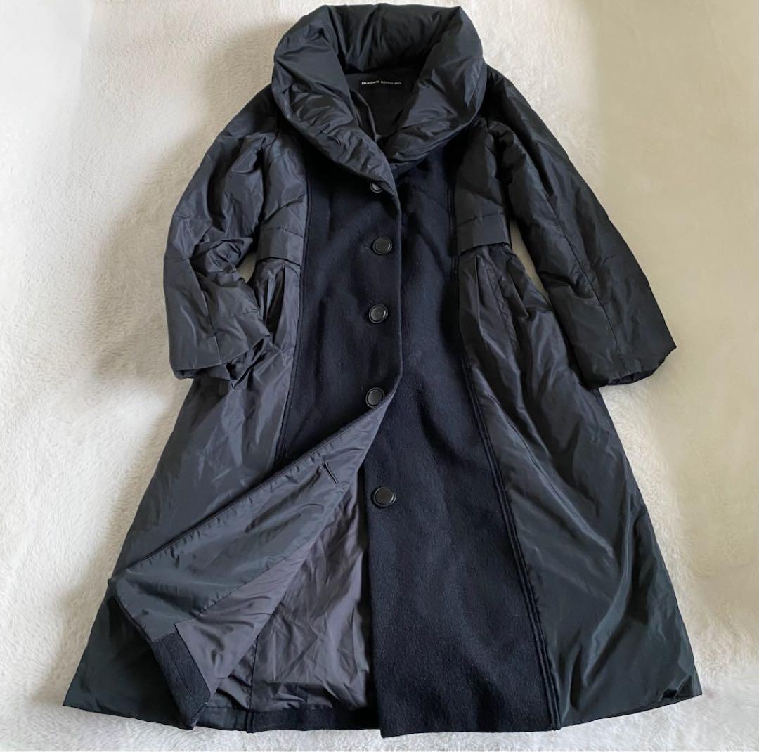 HIROKO KOSHINO ダウンコート 女優襟 Aライン ブラック 38 - メルカリ